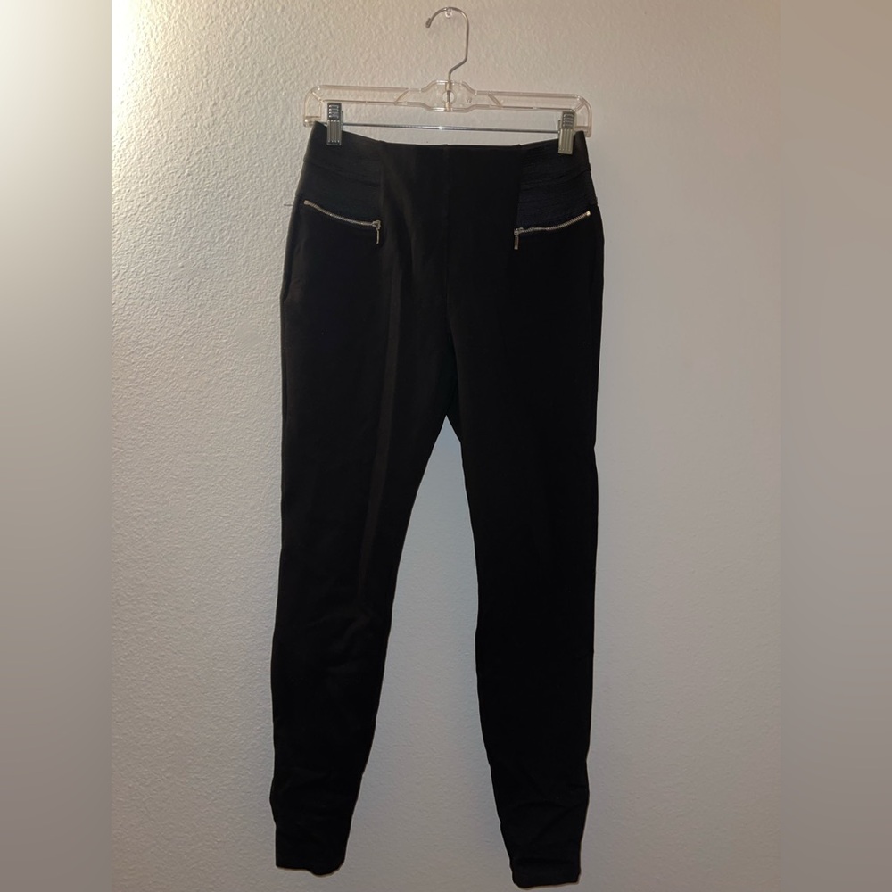 High-Waisted Zip Pocket Moto-Style Ponte Skinny Pants - Picture 4 of 7